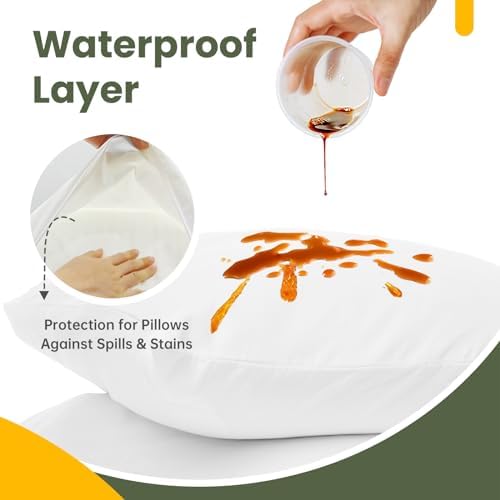 Fairpeak 4 Pack Pillow Protectors - Waterproof TPU Coated Zipper Covers