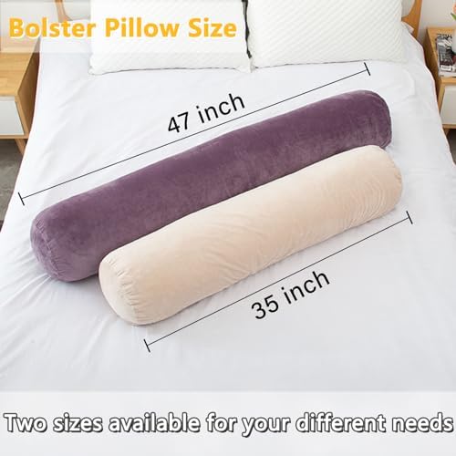 Long Body Pillow for Adults with Velvet Cover and Zip Closure