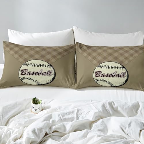 Homewish Baseball Boys Fitted Sheet Set with Pillowcases