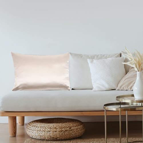 MERRYHAPY Beige Silk Pillowcase Covers with Zipper