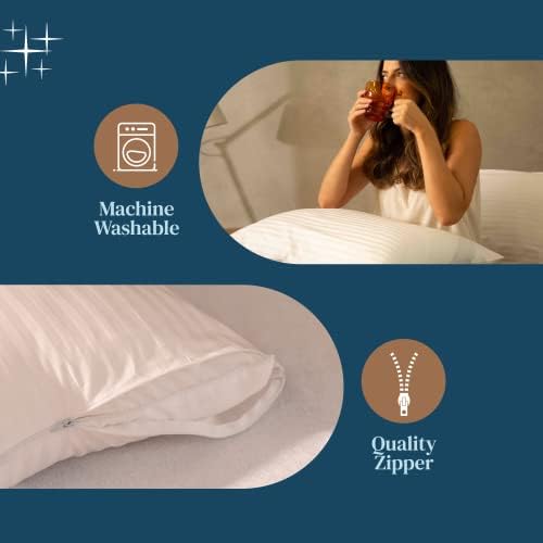 FeelAtHome 100 Cotton Sateen Pillow Cover 300 Thread Count Waterproof Zipper
