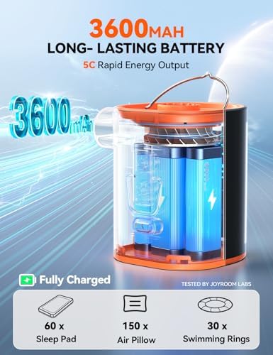 JOYROOM Rechargeable Air Pump with LED Light and 6 Nozzles
