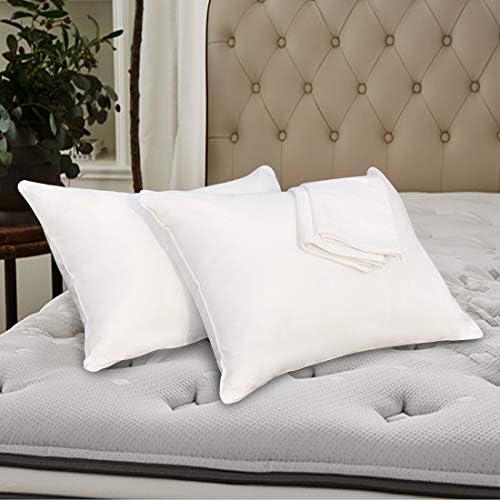 Precoco White Pillow Cases - 100 Cotton with Hidden Zipper