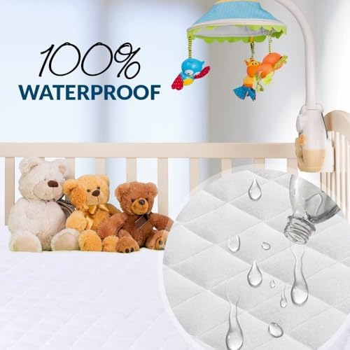 PlushDeluxe Waterproof Mattress Protector for Mini Crib