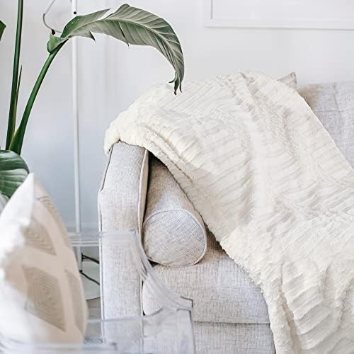 Kurrajong Farmhouse Cream Faux Fur Throw Blanket - 55 x 70