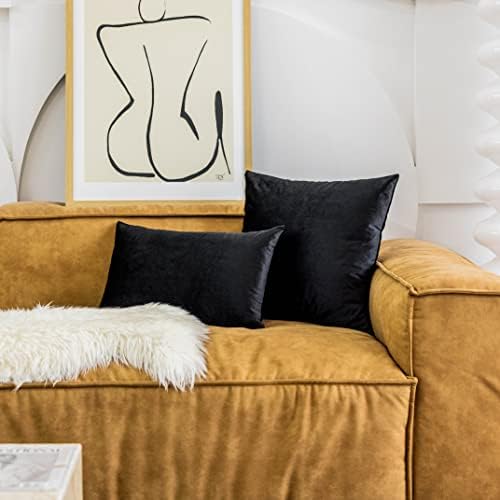 Home Brilliant Velvet Throw Pillow Cover 18x18 Inches Black