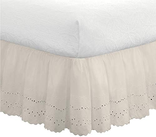 FRESH IDEAS Ruffled Eyelet Bed Skirt 18 Drop Twin Ivory