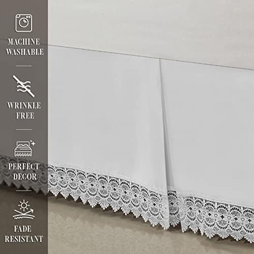 Elegant Comfort Narina Collection Lace Bed Skirt California King White
