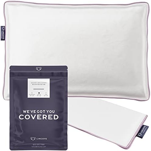 Lincove 100 Cotton Sateen Pillow Protector - 2 Pack Zippered Queen 20x30