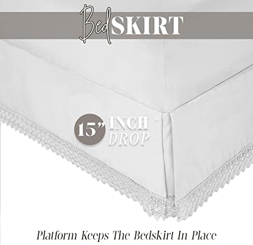 Elegant Comfort Narina Collection Lace Bed Skirt California King White