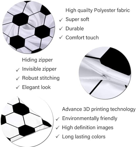 DINJUNA Soccer Body Pillow Cover 20x54 Inch