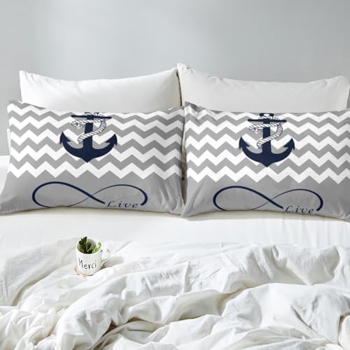 Manfei Nautical Style Bed Sheet Set 4Pcs Full Size