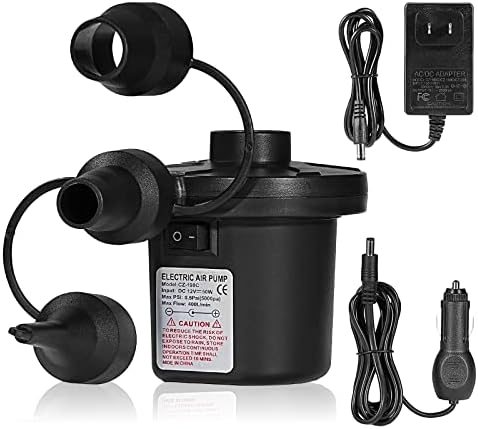 Portable Electric Air Pump with 3 Nozzles 110V AC12V DC