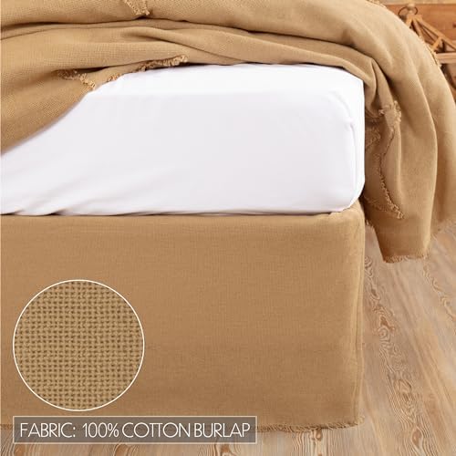 VHC Brands Burlap Fringed King Bed Skirt Tan