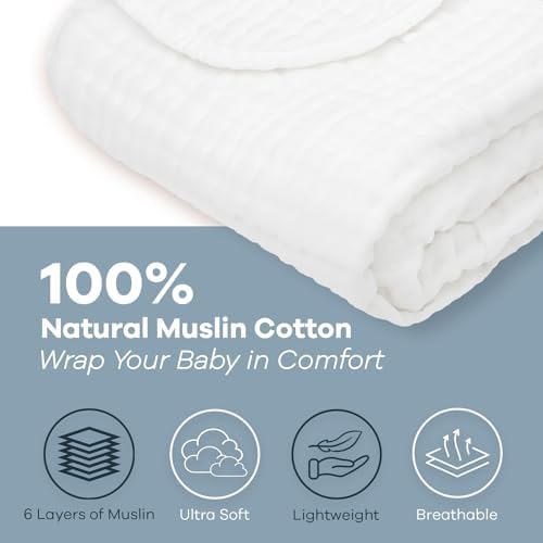 Comfy Cubs Muslin Baby Blanket - 40x40 White