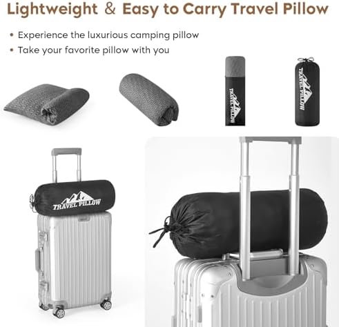 PEUJEW Memory Foam Travel Pillow - Compact Breathable and Supportive