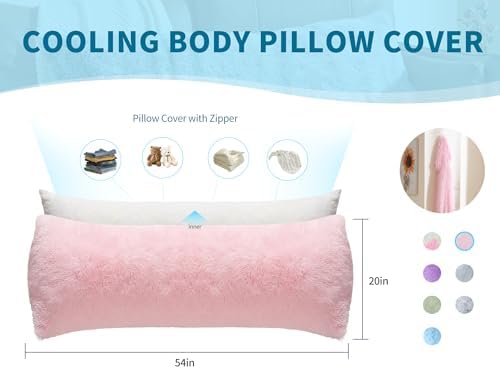 Pink Cooling Silk Body Pillow Case 54x20 Zipper