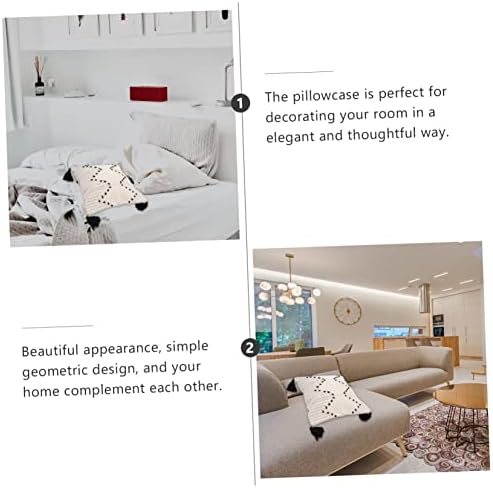 Amosfun Tassel Pillow Cover for Home Decor