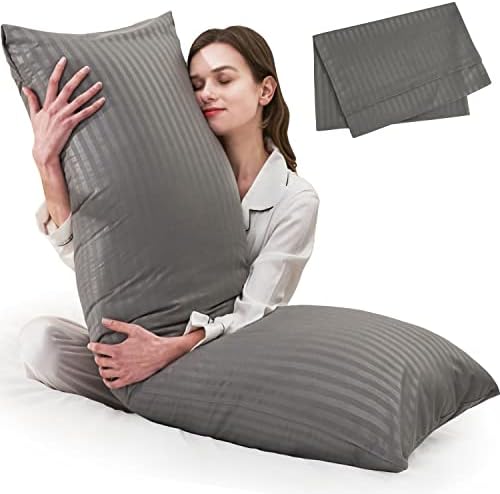 ELNIDO QUEEN Body Pillow with Dark Gray Stripe Cover