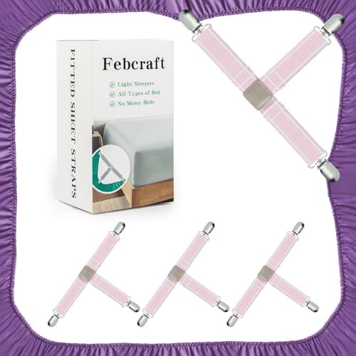 Febcraft 4 Pcs Adjustable Sheet Straps with PU Leather Clips 1