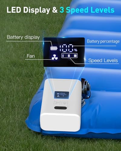 ZOPOM Mini Air Mattress Pump with 5 Nozzles and 5000mAh Battery