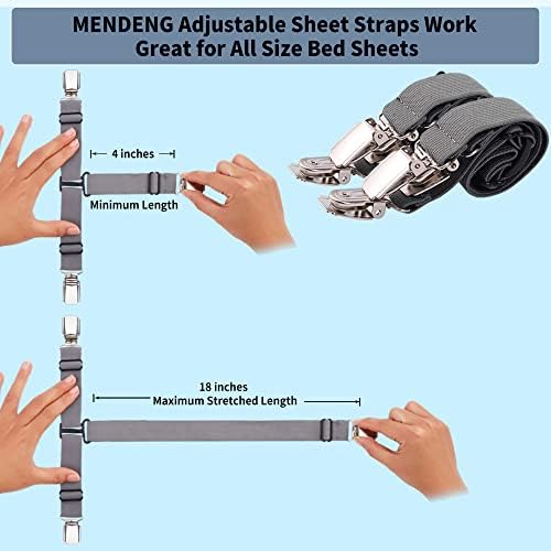 MENDENG Bed Sheet Clips Queen 4P Grey Suspenders