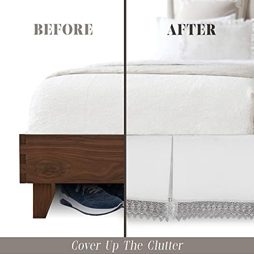 Elegant Comfort Narina Collection Lace Bed Skirt California King White