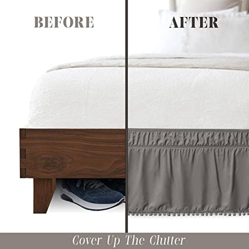 Elegant Comfort 1-Piece Pom-Pom Bed Skirt 16inch Drop