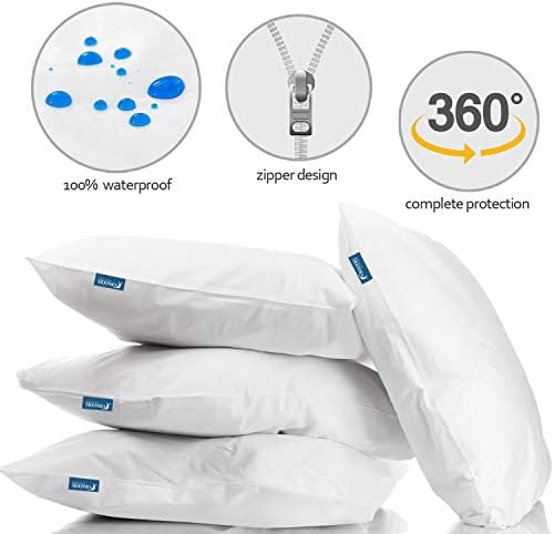 Moonsea Queen Pillow Protectors 4 Pack Waterproof 20x30 Inch