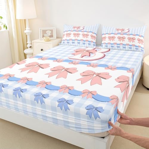 Castle Fairy Pink Bowknot Initial Mattress Protector Twin Size