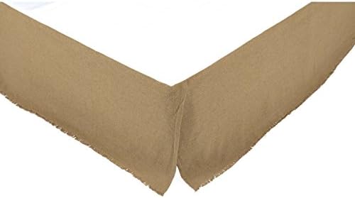 VHC Brands Burlap Fringed Bed Skirt Queen 60x80x16 Natural Tan 1