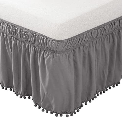 Elegant Comfort 1-Piece Pom-Pom Bed Skirt 16inch Drop