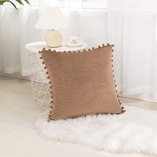 Elegant Comfort Velvet Pillow Covers Set of 2 Taupe 20x20 Inch