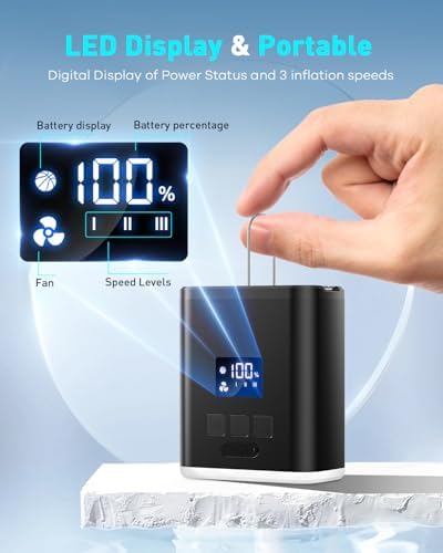 ZOPOM Mini Air Pump with 5000mAh Battery and Light