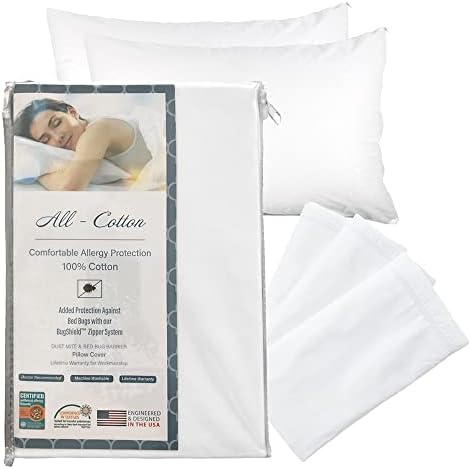 National Allergy Premium Cotton Zippered Pillow Protector 2 Pack