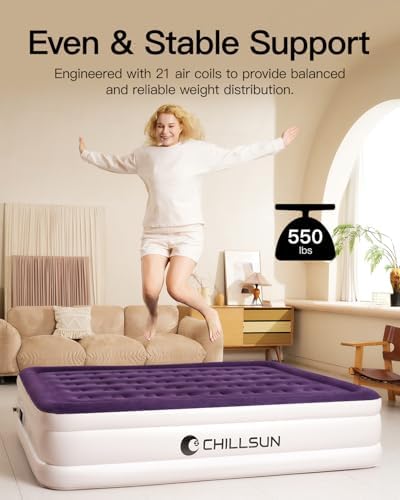 CHILLSUN Twin Inflatable Air Mattress with Built In Pump