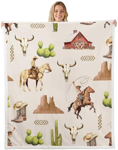 Feelyou Kids Cowboy Blanket for Bed and Couch