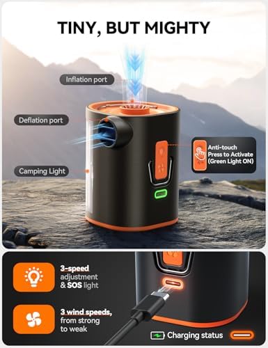 JOYROOM Rechargeable Air Pump with LED Light and 6 Nozzles