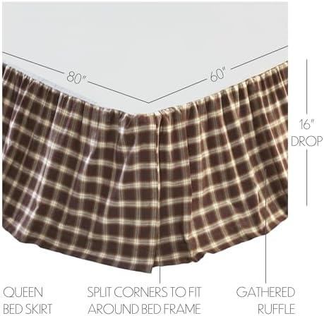 VHC Brands Rustic Farmhouse Bed Skirt Queen 60x80x16 Chocolate Brown