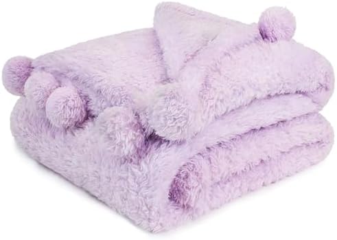 PAVILIA Lavender Sherpa Throw Blanket 50x60 1