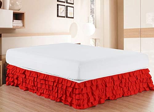 Elegant Comfort Premium Microfiber Bed Skirt - 15inch Drop Twin Red