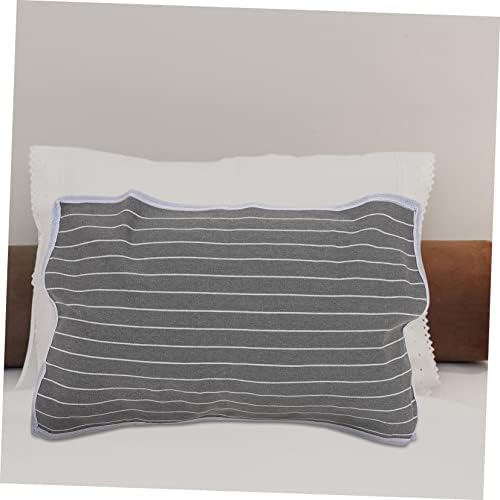 2pcs Gray Stripe Skid Pillow Protectors Breathable Travel Pillowcase Towels