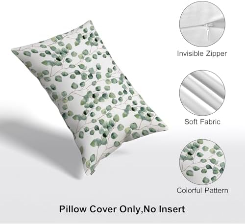 Eucalyptus Leaves Throw Pillow Covers for Bed and Office 20x30 Inches