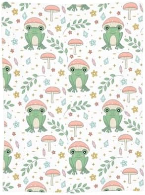 Frog Blanket With Mushroom Pattern - Fuzzy Plush 50X40 Throw for Home