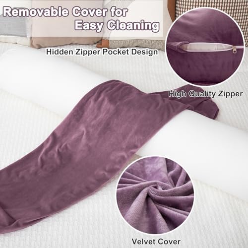 Long Body Pillow for Adults with Velvet Cover and Zip Closure