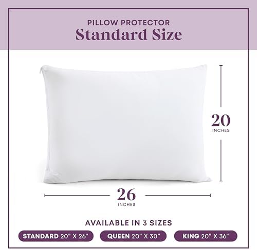 CirclesHome Pillow Protectors 2 Pack - 100 Cotton Standard Zippered