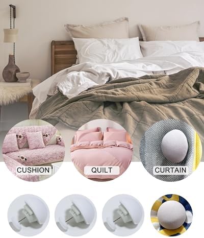 Xuduvay Duvet Clips 16 Sets with Mushroom Buttons and Soft Fabric Material Grey