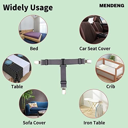 MENDENG Bed Sheet Clips Queen 4P Grey Suspenders
