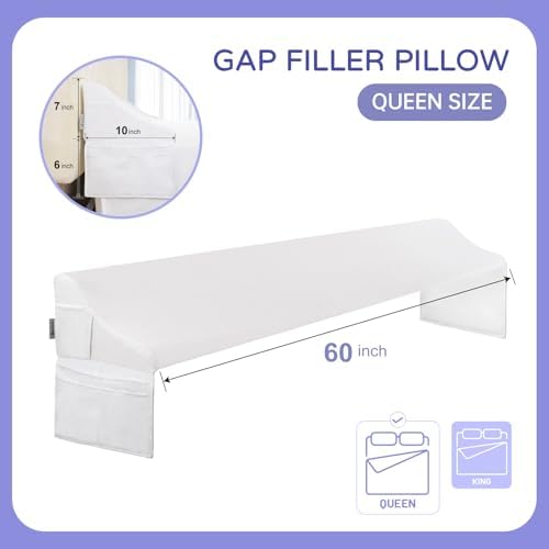 Vekkia Queen Bed Gap Pillow - White 60x10x7
