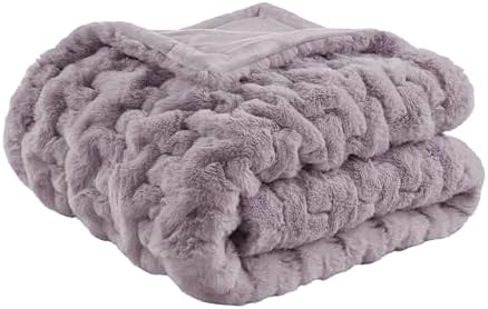 Madison Park Lavender Faux Fur Throw 50x60